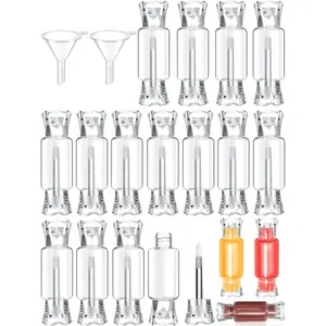 20 Pieces Empty Lip Gloss Tubes With Wand 9 Ml Mini Clear Candy Shape Balm Tube Containers And 2 Funnel For Diy Cosmetics Women