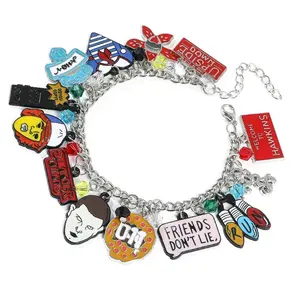 Stranger Things Charm Bracelet | Hawkins Upside Down Eleven Demogorgon Friends Don’t Lie Waffle Ahoys Dustin Jewelry for TV Show Fans