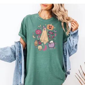 Pastel Ghost Halloween Shirt – Cute Pumpkin Witch Cauldron Candy Graphic Tee, Spooky Trick or Treat T-Shirt, Unisex Fall Top