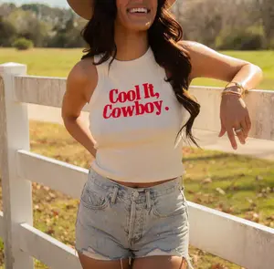 Cool It Cowboy Baby Tee, 4th of July Tank Top, Cowgirl Y2K 90s Country Crop Tank
