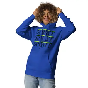 Verona's Closet SPIRIT Premium Edition Menswear Long-Sleeve Blue Pullover Hoodie - 100% Cotton Face, Polyester Fabric, Pouch Pocket, Soft Sweatshirt, Classic Casual Streetwear, Larger Sizes Available