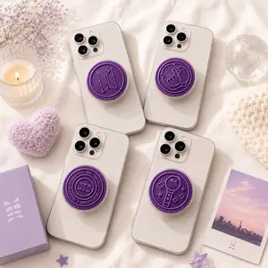 Purple Cookie Kpop Phone Grip, Music Fan Magnetic Stand Holder, Anti Slip Phone Accessory, Kpop Cookie Album Phone Grip