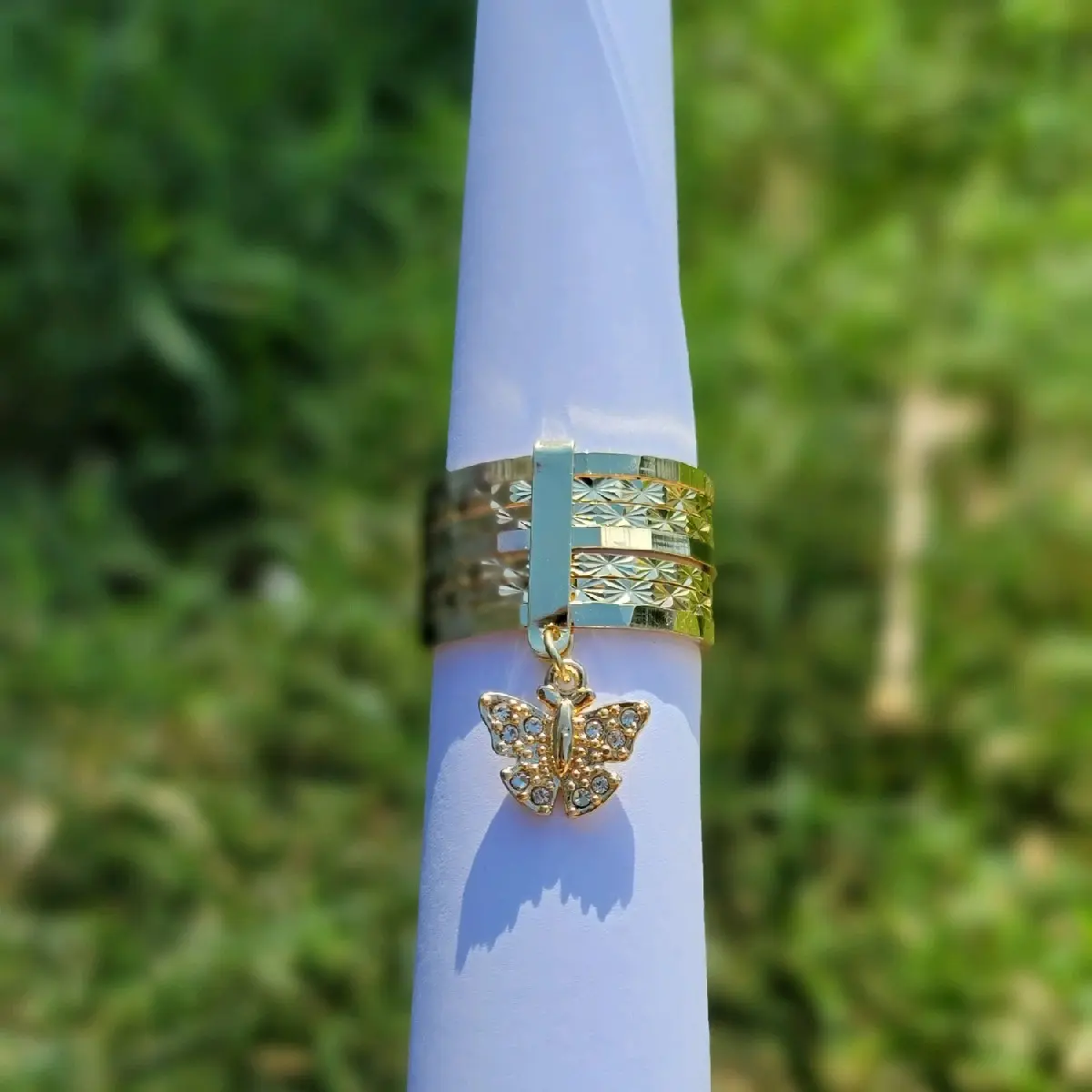 Gold butterfly semanario ring
