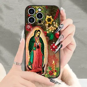 Creative Virgin Mary Pattern Phone Case for iPhone 17 16 Pro Max 15 Plus 14 13 12 11 Pro, Pocket-Friendly Shockproof Silicone Protective Soft Phone Case