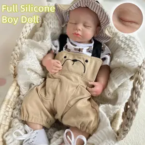 Otarddolls 18 Inch Loulou Full Body Solid Silicone Boy Doll With Hat Waterproof Flexible Handmade Painted Skin Reborn Doll Toys For Halloween Christmas Gift