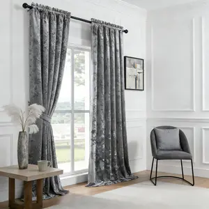 2Pcs Luxury Ice Flower Velvet Curtains Rod Pocket Privacy Light Filtering Drapes for Bedroom Living Room Office