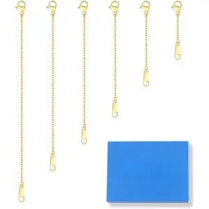 18K 14K  Plated Necklace Extender for Women with 6 count Set (1", 2", 3", 4", 5", 6"), Box Chain |  Chain Extender for Necklace, Extenders for Bracelets Anklets