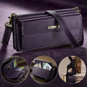 Multi-Function Leather Crossbody Bag, RFID Blocking, Compatible with Samsung Galaxy S26/s25/24/23/22 Ultra Plus, Wireless Charging Friendly