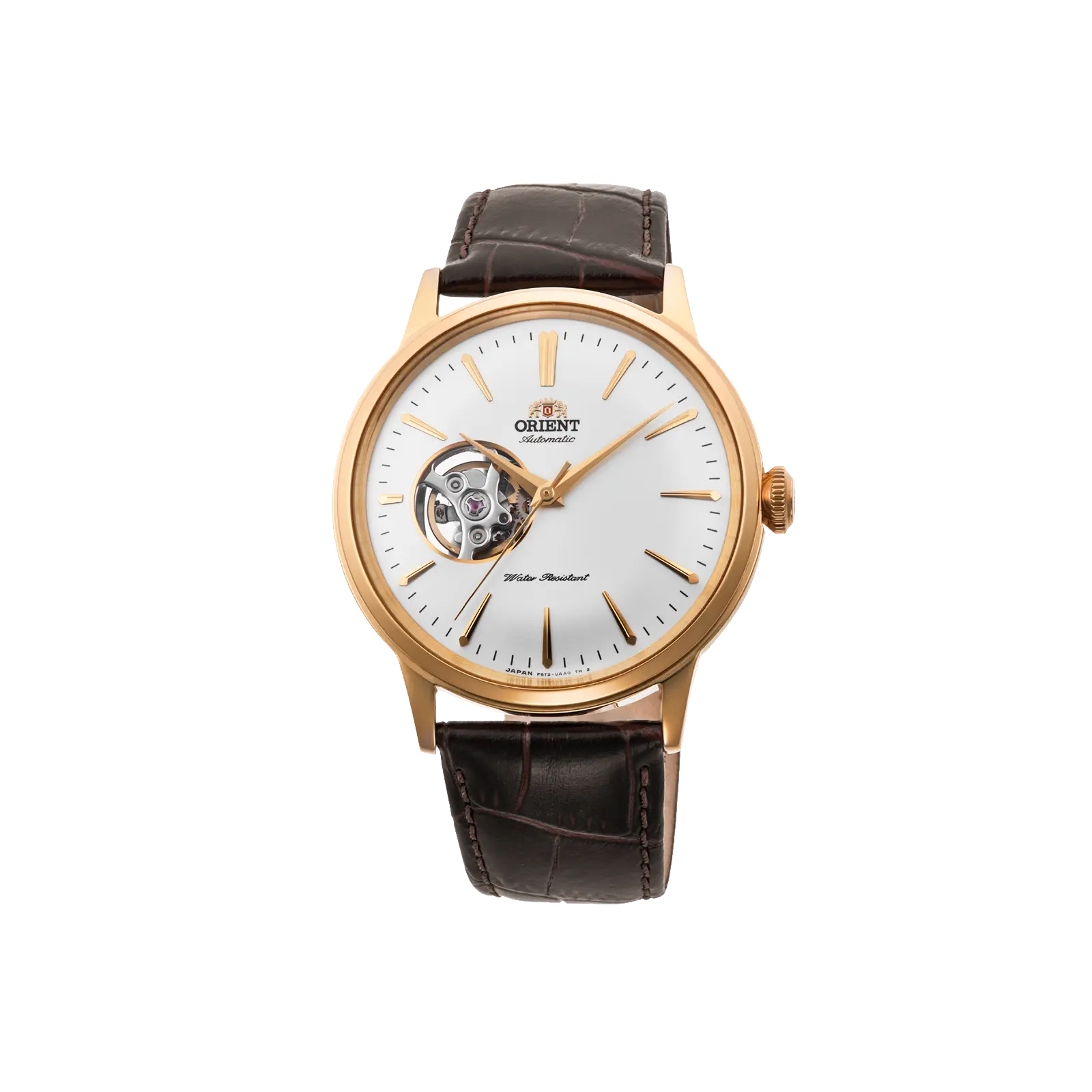 Orient Bambino Open-Heart Automatic Analog Dress Watch - 40.5mm Unisex Stainless Steel Mechanical Design Watch with Brown Leather Strap, Model RA-AG0003S30B, Analog Dial