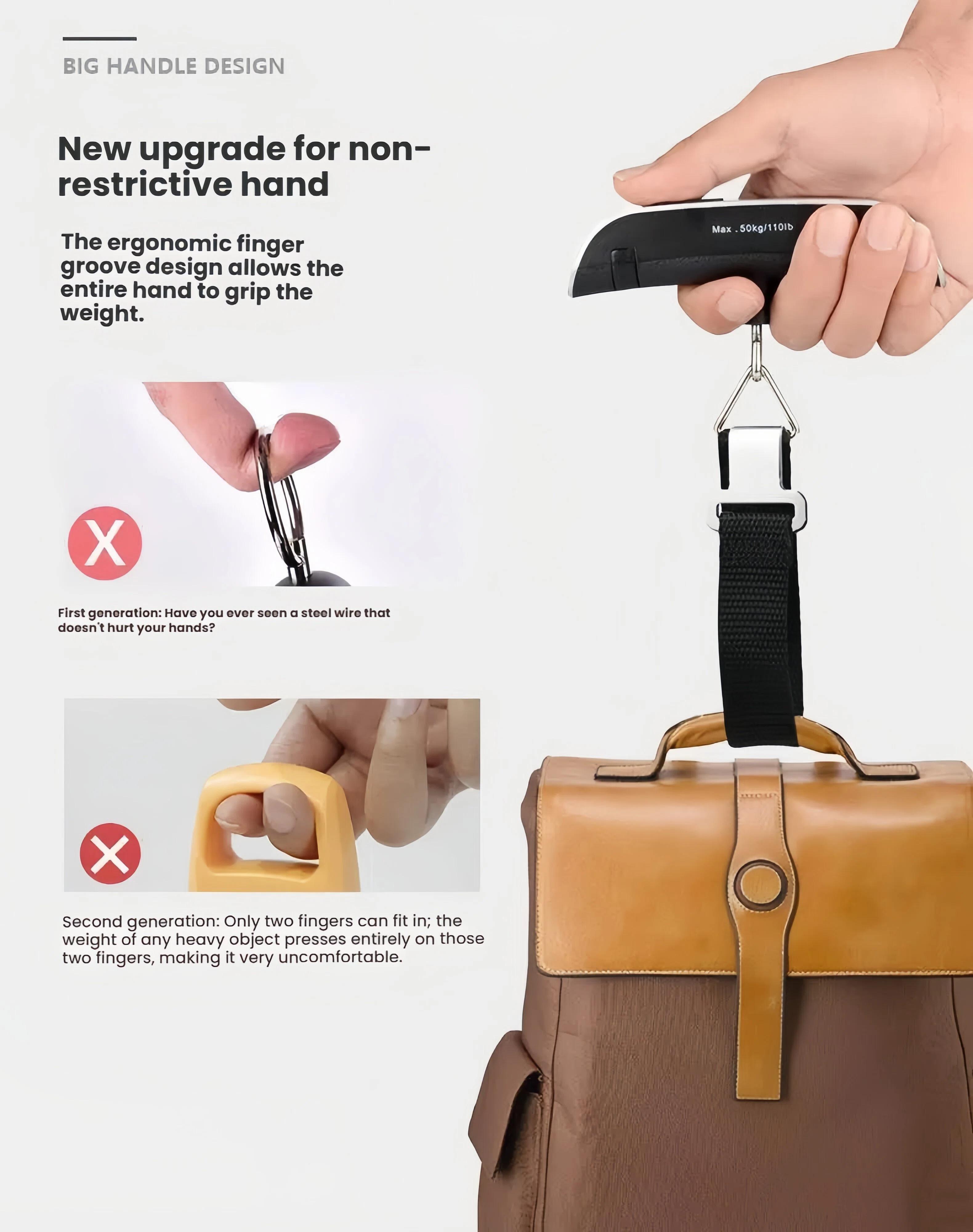 Portable Digital Luggage Scale, Pet Scale for Accurate Weighing, 110lbs Hanging Baggage Scale with Backlit LCD Display, Portable Suitcase Weighing Scale, Travel Luggage Weight Scale with Hook, Strong Straps for Travelers