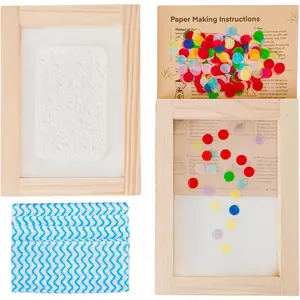 A6 Paper Making Screen Kit Papermaking with Pine Wood Mould and Deckle Set, Couching Cloth, Sponge, Confetti & Instructions for DIY Handmade Paper of 3 7/8" x5 7/8", 10 * 15 cm