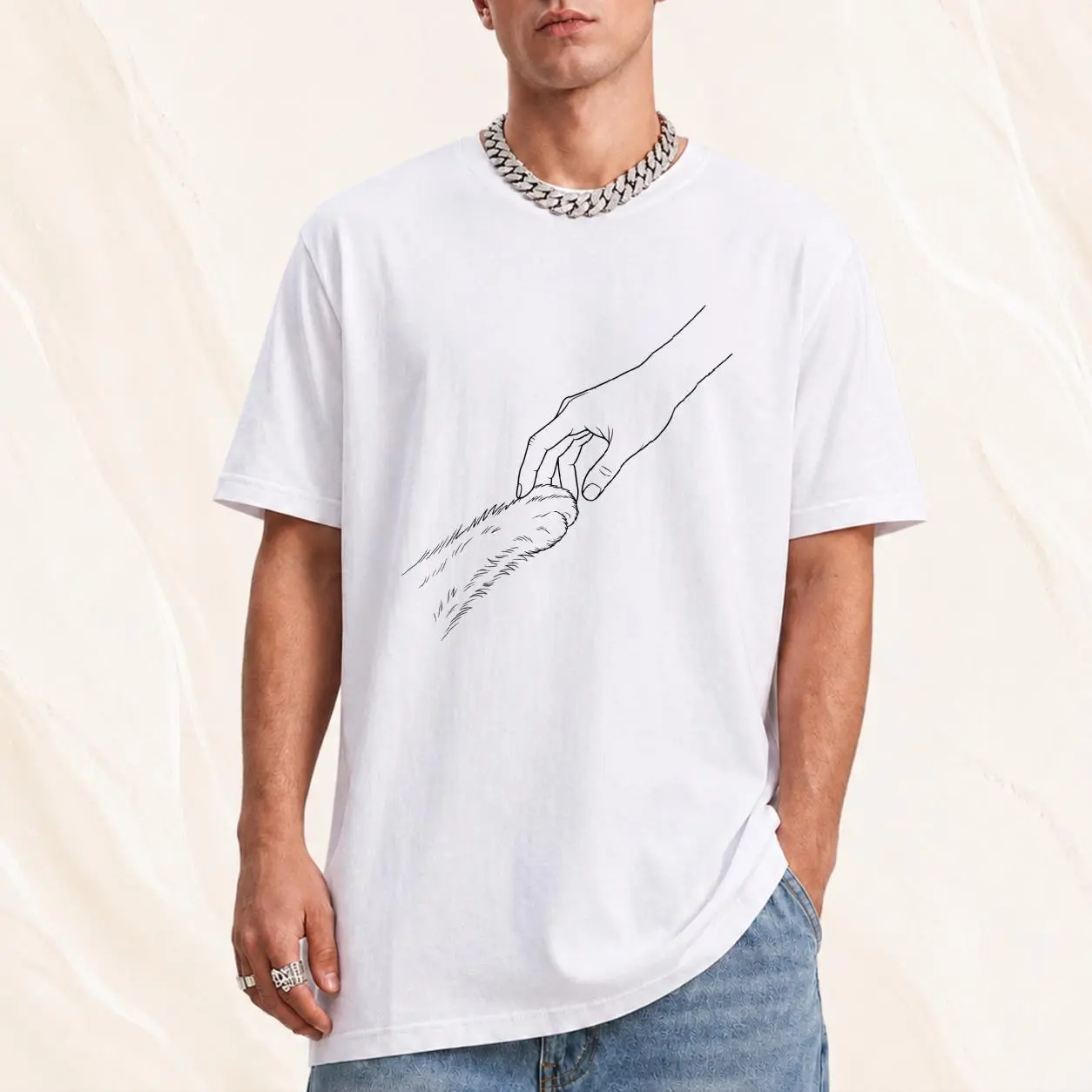 CARPESUN Minimalist Line Art T Shirt Hand Holding Wheat Sketch Design Pure Cotton Soft Breathable Unisex Casual Daily Wear Gift Recommendation