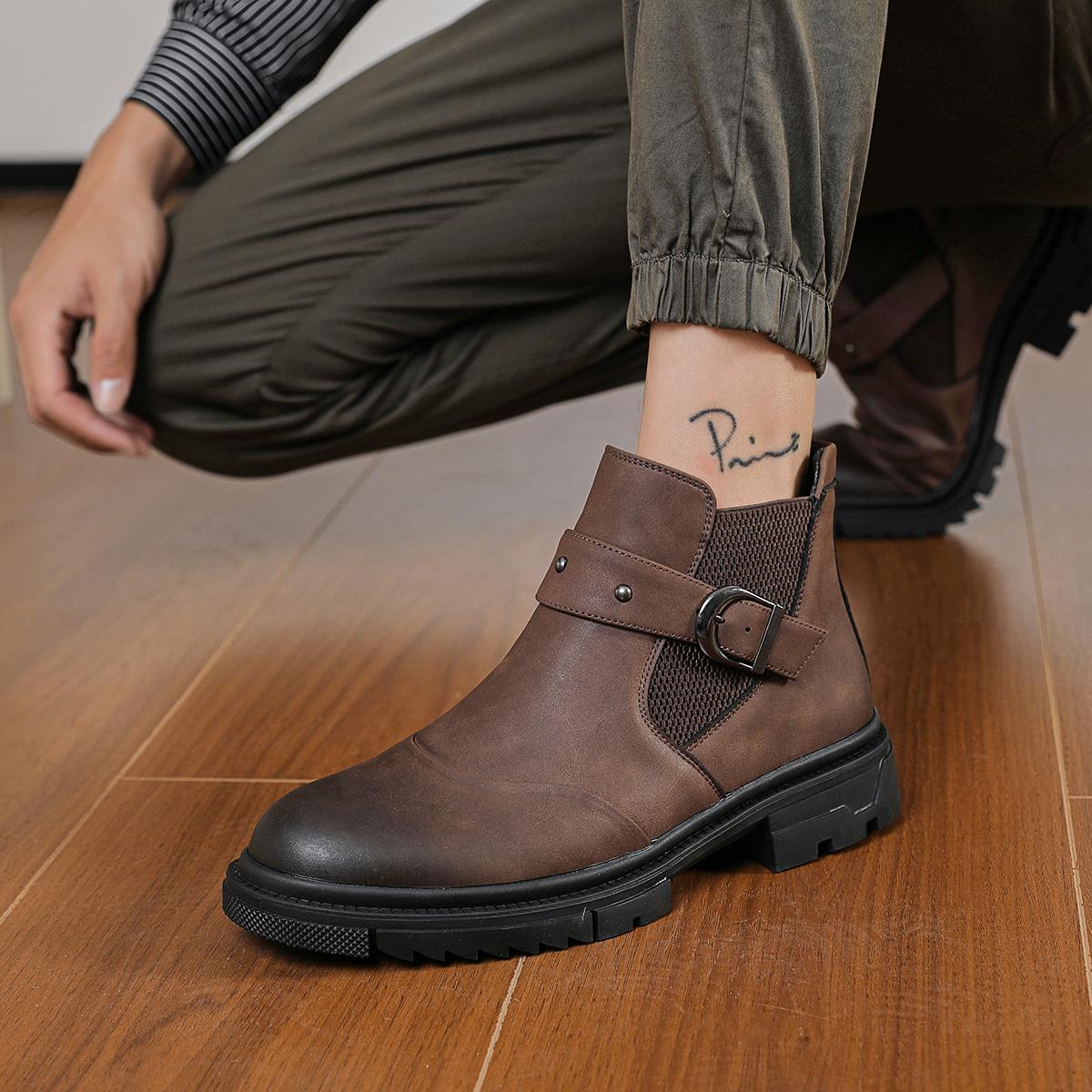 Men’s loafers, high-heel ankle boots, non-slip men’s shoes, trendy men’s boots, durable, stylish, retro, classic men’s shoes