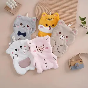 5Pcs Cute Cartoon Coral Fleece Towels, Highly Absorbent Fast Drying for Kitchen, Bathroom, Home & Travel