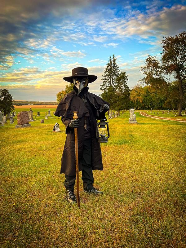 Plague Doctor Mask and Cloak Halloween Costumes for Men 3 in 1 Scary Masks for Adult