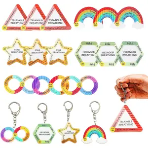 Calm Strip Stickers with Keychain, Geometric Patterns Texture Strips (15 Pieces)