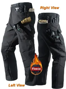 Men's Tactical Fleece Lined Cargo Pants, Autumn Winter Outdoor Multi-Pocket Workwear, Warm Lightweight Durable Scratch-Resistant Hunting Shooting Hiking Pants