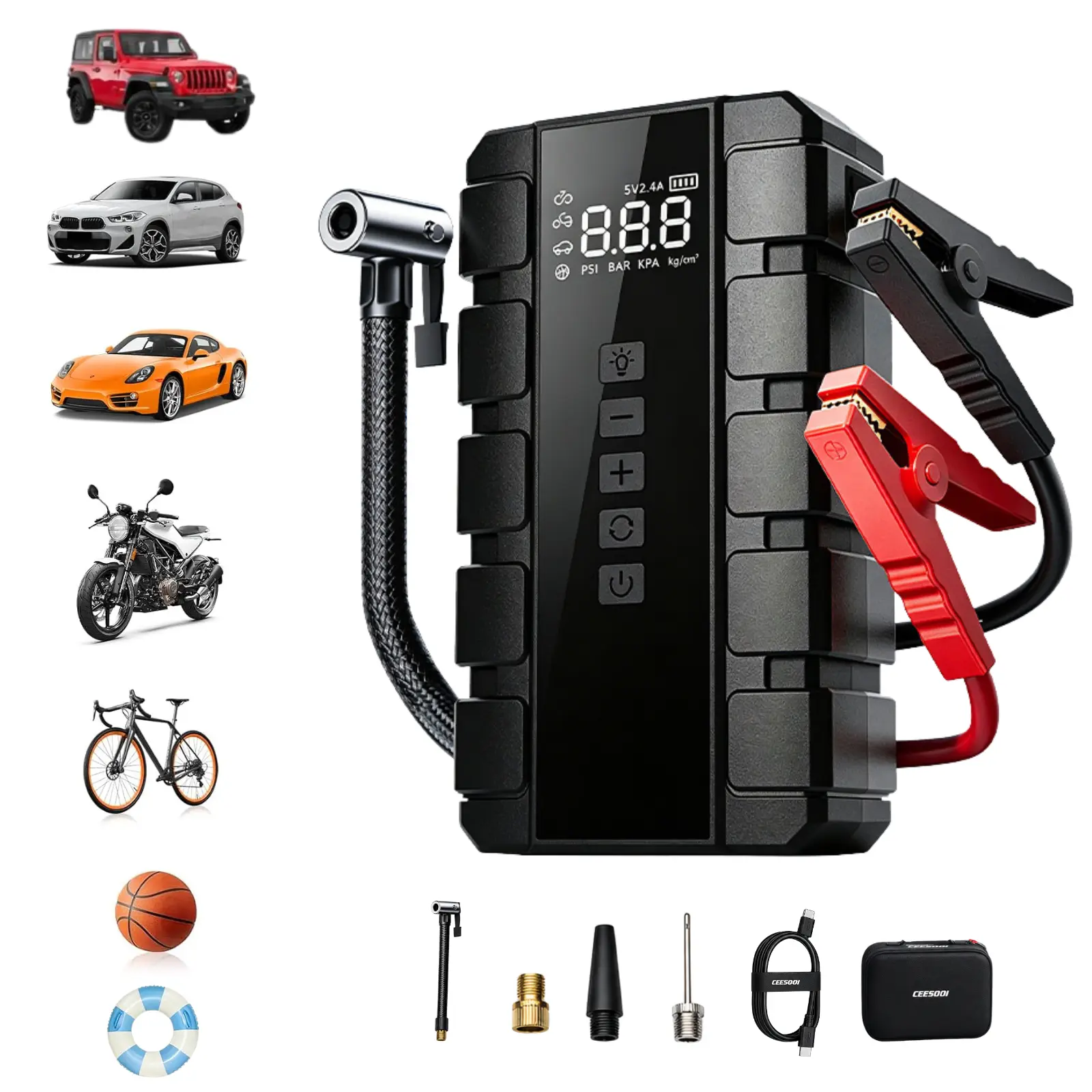 Portable Tire Inflator Cordless Electric Air Compressor, 150 PSI Compact Pump for Bike, Car, Moto Tires, Ideal for Travel & Roadside Use, Travel/Tire