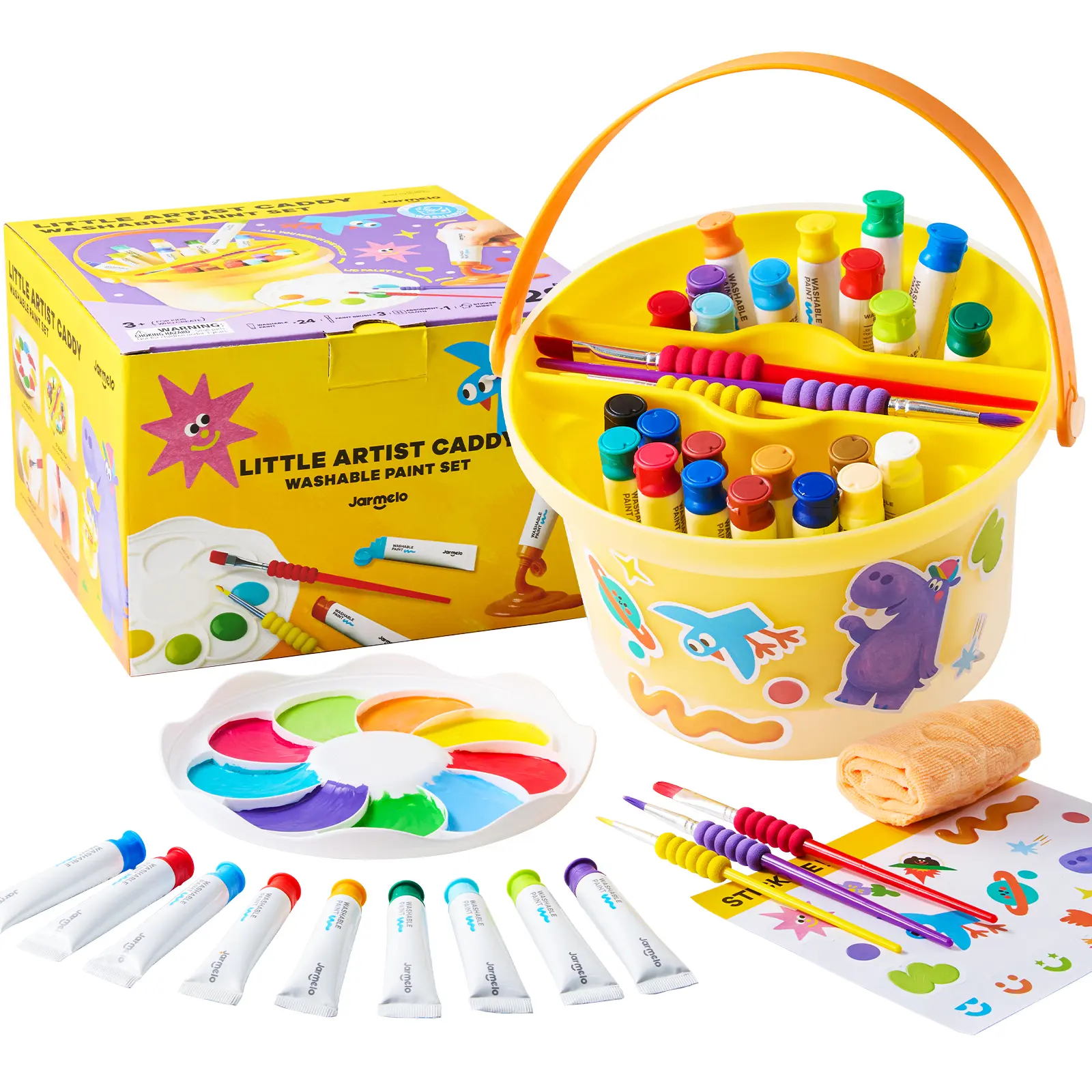 Jar Melo Kids Tempera Painting Set, Washable Paint Set for Kids Ages 4-8, Safe and Non-Toxic Mess Free Coloring, Tempera Paints for Drawing Art,Crafts, School Supplies
