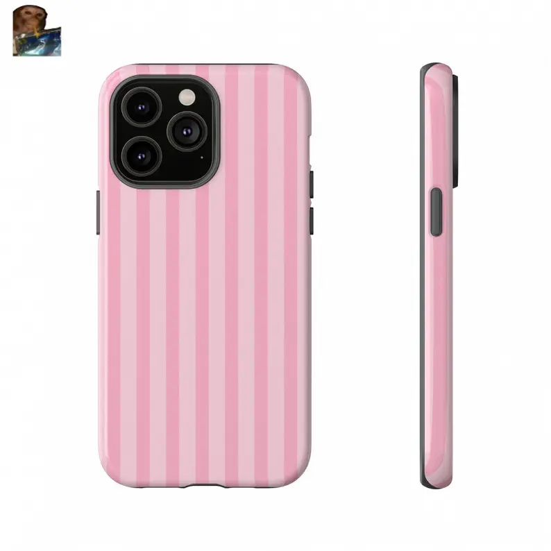Protective iPhone Case - VICTORIA Light Pink Striped VS-Inspired Trendy Preppy Coquette Cute Phone Cover, TPU Soft Shell TPU Casing with Protection, E-Commerce Mobile Phone Accessory