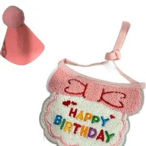 Pet Happy Birthday 2 Piece Costume - Adjustable Hat & Bib with "Happy Birthday" Message, Vibrant Color Design