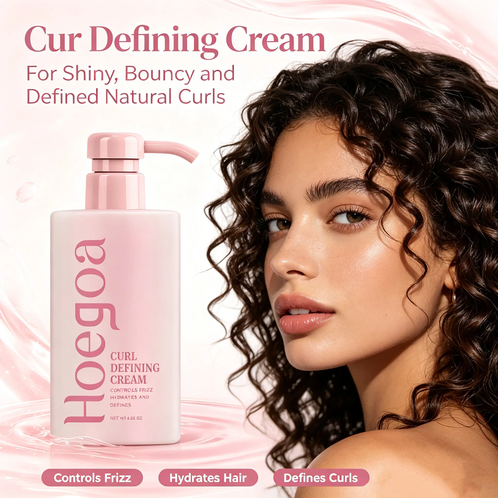 Curl Defining Cream 4.02oz, Hydrating Anti‑Frizz Curl Styling Cream, Botanical Curl Enhancer for Shiny Bouncy Curls, Salon‑Inspired Curl Activator Cream,for Curly Wavy Coily Hair, Premium Curl Definition Styling Care