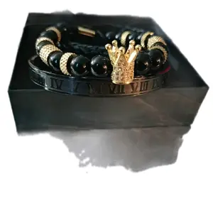 black on black gold bracelet set