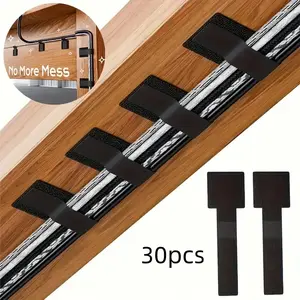 30pcs Adhesive Magic Tape Cable Organizer, Data Wire Storage Solution, Computer Cable Management Strap, Desktop Cable Holder, Extension Cord Organizer, Cord Management Kit, Cord Holders For Cables