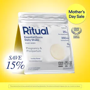 Ritual Prenatal Vegan Plant Based Protein Powder: Choline to Support Pregnancy, Postpartum, & Lactation, 20g Organic Pea Protein from Regenerative Farms in USA, Sugar Free†, Vanilla, 1 Lbs