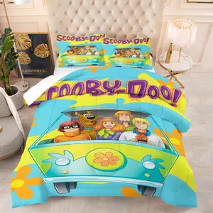 Scooby Doo Themed Comforter Set,Including 1 Quilt and 1 or 2 Pillowcases without Pillows,Suitable as a Gift for Children,Teenagers,and Adults,Soft and Warm Bedroom Bedding Set
