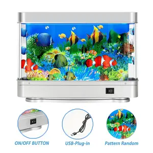 LED Dynamic Artificial Fish Tank Light, Aquarium Sensory Lamp, with Wall Shelf Display, Ocean Scene Decor Lamp for Bedroom, Living Room, Office, Aquarium Decor, Office Relax, Oceanthemed Lighting, Switch Control Lighting
