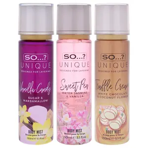 Unique Body Mist Kit by So…? for Women - 3 Pc Kit 5.1oz Body Mist - Truffle Cream, 5.1oz Body Mist - Sweet Pea, 5.1oz Body Mist - Vanilla Candy