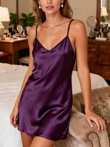 Women's Sexy Backless Satin Cami Nightdress PJ,Soft Satin comfortable Sleeveless Fitted Nightgown Nighties With Adjustable Strap,Comfy, Lady Loungewear, Homewear, Casual, for All Seasons,All Day Comfort, Nightwear