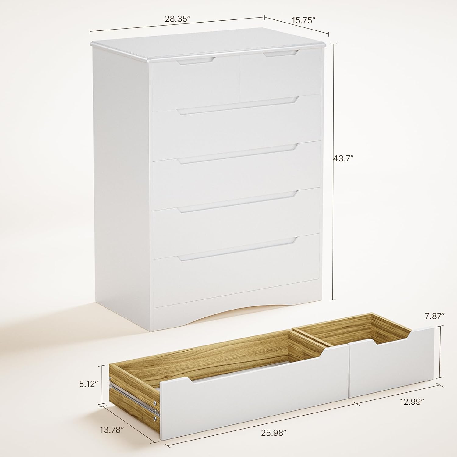 GIZOON 6 Drawer Dresser Chest of Drawers with Large Storage White Dressers for Bedroom Tall Dresser and Organizer with Anti-Tripping Wooden Cabinet for Office Living Room Entryway Sturdy Safe Contemporary Design