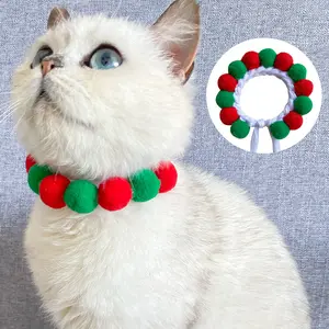 Cat collar, pet necklace, knitted neck collar, handmade woven dog and cat accessory, adjustable Bite Resistant Inflatable Balls Set