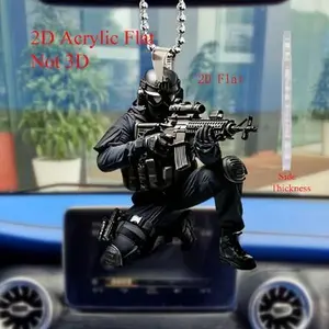2D Flat Special Forces Pendant - Universal Hanging Decoration for Car, Bag, Key, Suitable for Festivals and Birthdays, Scene Decoration, Room Decoration, Home Decoration, Window Decoration Pendant, Holiday Party Decoration, Hanging Rope Car