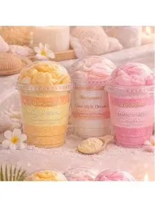 SkinSummers Coconut Milk Bath Soak 12oz Parfait Cup Softening Nourishing Hydrating Glow Boosting for Dry Skin