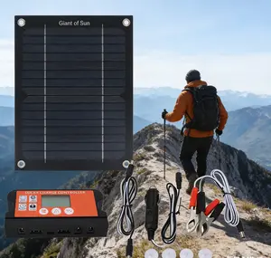 Solar Panel Charger Monocrystalline Silicon 100A Charge Controller Solar Panel Kit with Extension Cable Battery Clip for RV Outdoor Camping（Without battery storage function）