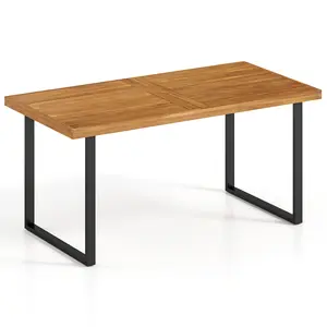 COSTWAY - Acacia Wood Dining Table for 6 People Wooden Rectangular Table