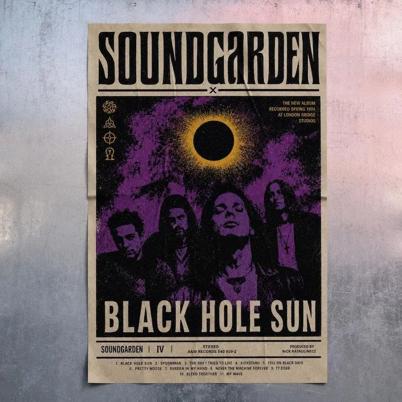 Soundgarden Black Hole Sun Poster – 90s Grunge Rock Band Art  - [No Frame]