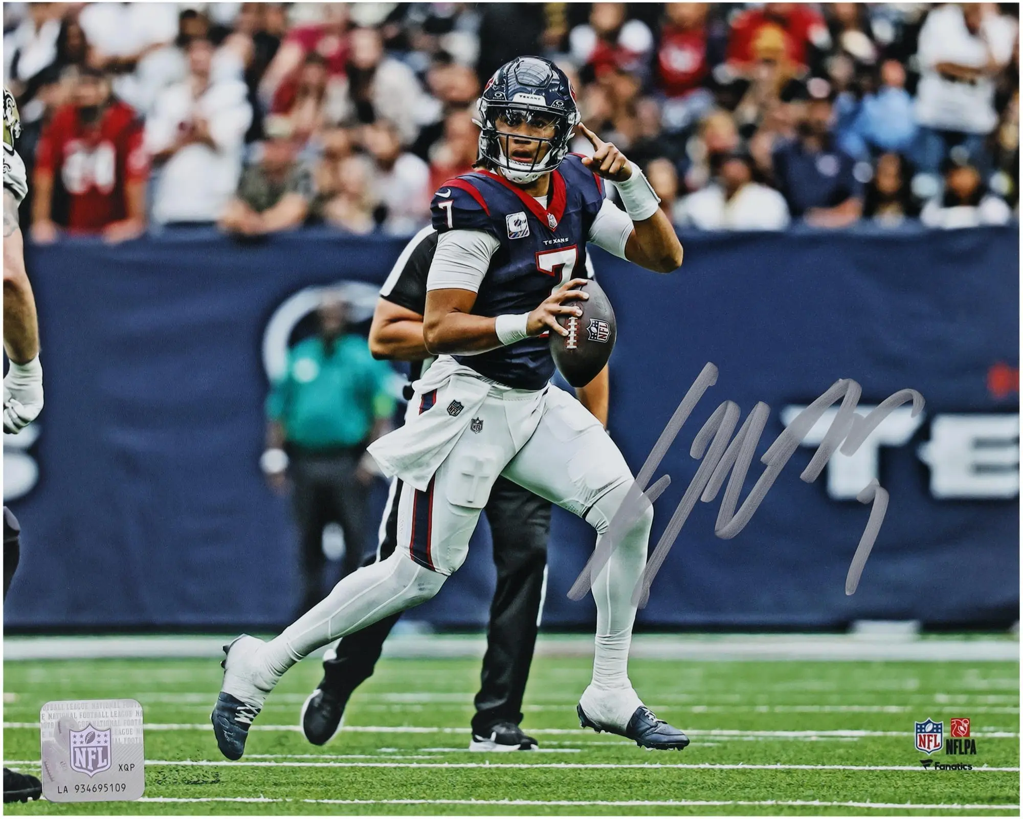 C.J. Stroud Houston Texans Autographed 8" x 10" Pointing Downfield vs. Saints Photograph - Fanatics Authentic Certified