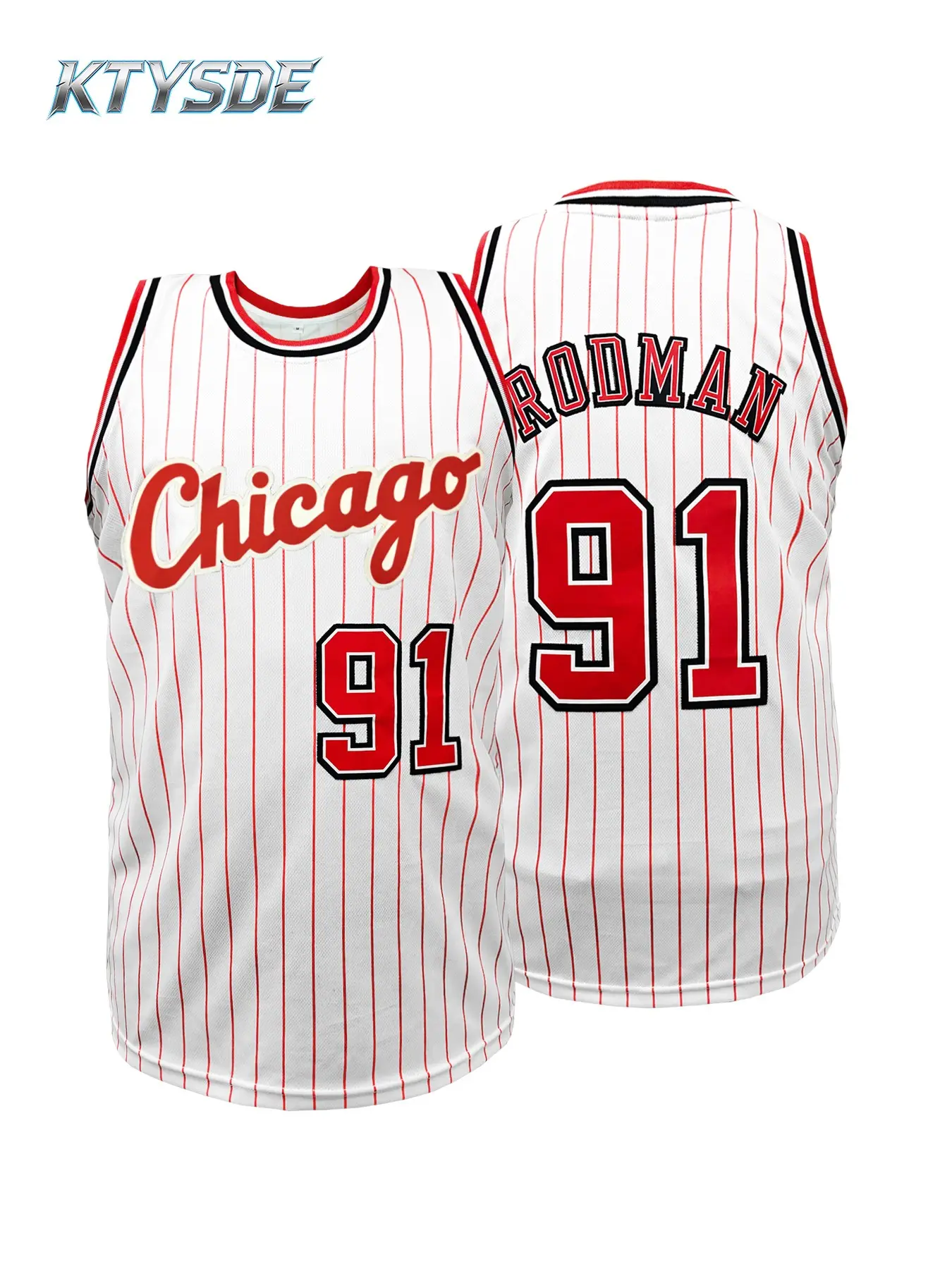 KTYSDE Men's #91 Rodman Chicago Vintage Embroidered Basketball Jersey, Sports Jersey, Sports Apparel, Basketball Wear, Basketball Clothing, Embroidered Jerseys