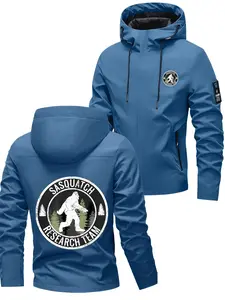 Outdoor Adventure Casual Men's Printed Hooded Jacket for Mountain Forest Exploration and Daily Wear