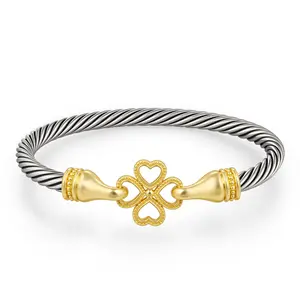 Mytys Four Leaf Clover Open Cuff Bracelet Classic Fashion Jewelry Symbol of Luck and Love Elegant Everyday Accessory Stylish Gift for Women