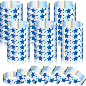 500 count Wristbands for Event Neon Patriotic  Wristbands Bulk for Events Plastic  Carnival Wrist Bands Adhesive Bracelet for 4th of July 250 Anniversary(Blue)