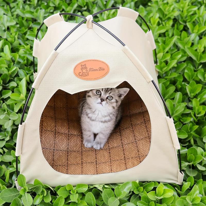 Foldable Pet Tent with Mat,Pet House, Cat Tent, For Indoor And Outdoor Use, Cat House, Pet Bed, Cat Bed, Summer, Breathable, With Cooling Pad, Washable,  Pet Room For Cats, Puppies And Small Dogs Perfect Nest for Pets in All Seasons Portable Bedding Home