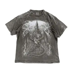 Vintage Dragon Shirt Gothic Fantasy Castle Graphic Comfort Colors Unisex Tee