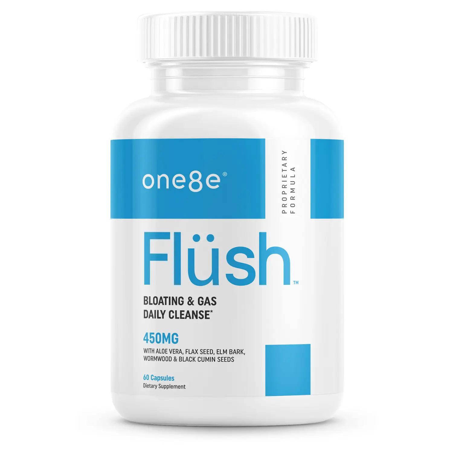 One8e Flüsh - Digestive Supplement Made With Natural Ingredients 60 capsules - Supports Gut Health with: Rhubarb, Cascara Sagrada, Aloe Vera, Flax, Senna, Slippery Elm, Wormwood, Black Cumin, Thyme, Olive, Clove, Garlic - Healthcare, Fitness
