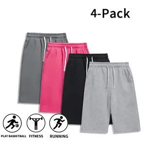 4-Pack Men’s Elastic Waist Gym Shorts, Soft Comfortable Sports Shorts with Pockets (Optional 4-Pack and 2-Pack)