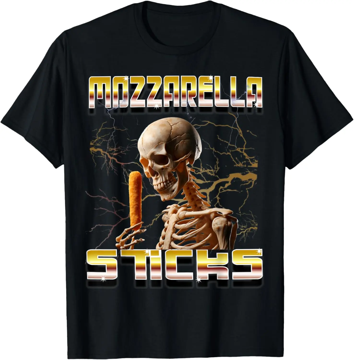 Mozzarella Sticks Bootleg Rap CDs Style Funny Meme Skeleton T-Shirt Pure Cotton Graphic Tees Menswear Top: Gifts for Men & Women